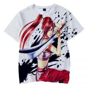 Erza Scarlet Clear Heart Vêtements Embossed Ink Splatter Fairy Tail T-shirt XXS Official Fairy Tail Merch