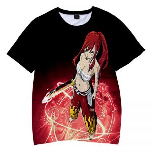 Erza Scarlet Sword Magic Embossed Fairy Tail T-shirt XXS Officiel Fairy Tail Merch