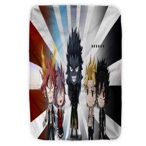 Fairy Tail Chibi Team Dragon Slayer Natsu Gajeel Blanket Small (30 x 40 in) Official Fairy Tail Merch