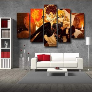 Fairy Tail Canvas 3D Printed Lucy & Natsu Siting S / Framed Official Fairy Tail Merch