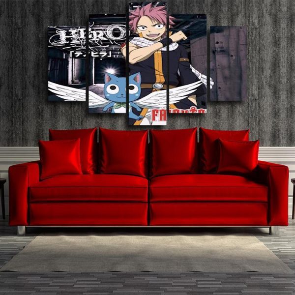 Fairy Tail Canvas 3D Printed Natsu & Happy Black S / Framed Official Fairy Tail Merch