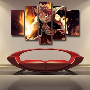 Fairy Tail Canvas 3D Printed Natsu Fire Dragon Smash S / Framed Official Fairy Tail Merch