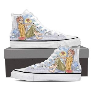 Natsu Sketch Magnolia Customized  Happy Fairy Tail Sneaker Shoes 5 Official Fairy Tail Merch