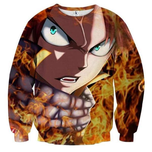 Natsu angry Face Fairy Tail 3D Printed Sweatshirt XXS Official Fairy Tail Merch