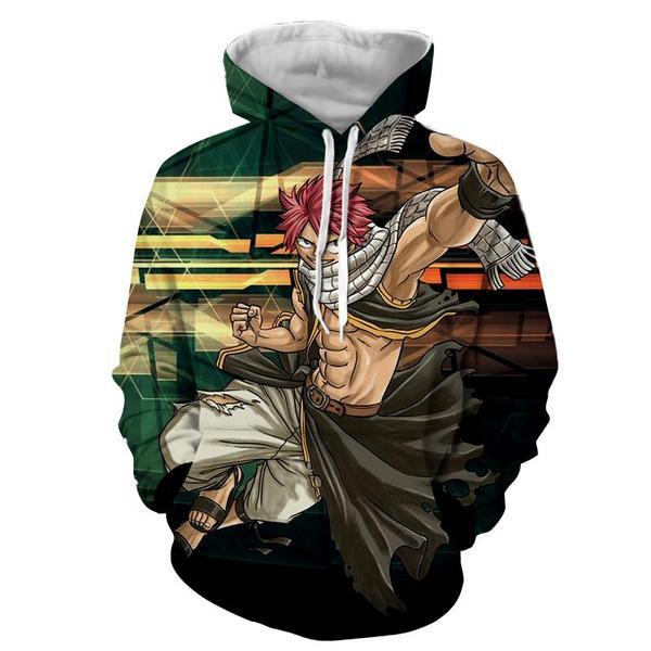 Natsu Action Dragneel Fairy Tail 3D Printed Hoodie XXS Official Fairy Tail Merch