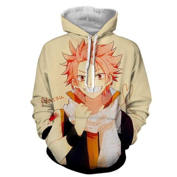Natsu Designer Style Hip Hop 3D Printed Fairy Tail Zip Up Hoodie XXS Official Fairy Tail Merch