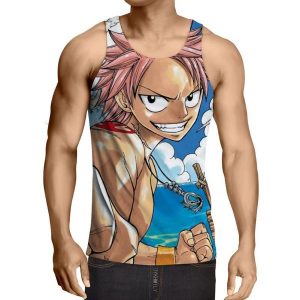 Natsu Beech Smiling FairyTail 3D Printed Tank Top XXS / Multi-color Official Fairy Tail Merch