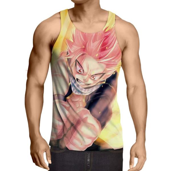 Punch Natsu Face Fan art Fairy Tail Tank Top-3D Printed Style Tank Top XXS / Multi-color Official Fairy Tail Merch