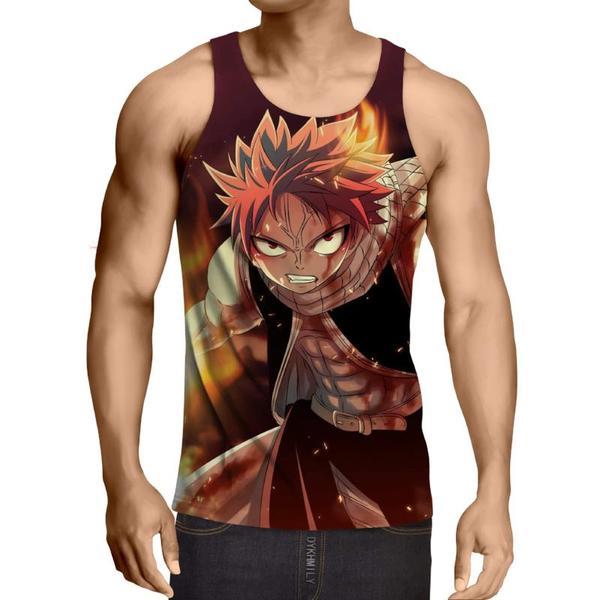 Natsu Grin Fairy Tail Tank Top-Dragneel 3D Printed Magic Tank Top XS / Multi-color Official Fairy Tail Merch