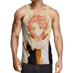 Natsu Smiling Dragneel Fairy Tail 3D Printed Tank Top XS / Multi-color Official Fairy Tail Merch