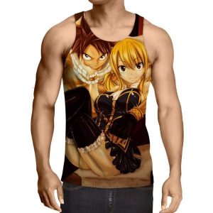 Glamorous Natsu Lucy Siting Fairy Tail Fairy Tail Tank Top XXS / Multi-color Official Fairy Tail Merch