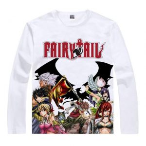 Fairy Tail Long Sleeve Shirt フェアリーテイル Fairy Tail Guild with Dragon Asian M / White Official Fairy Tail Merch