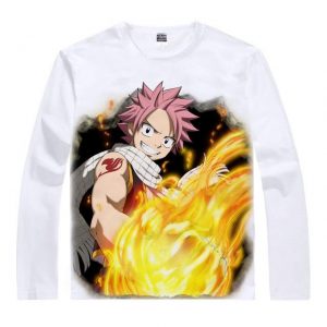 Fairy Tail Chemise à manches longues フェアリーテイル Fire Dragon's Iron Fist Asian M / White Official Fairy Tail Merch