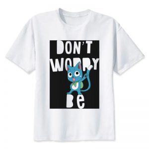 Fairy Tail Shirt フェアリーテイル Don't Worry Be Happy Asian M / White Official Fairy Tail Merch