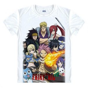 Fairy Tail Shirt フェアリーテイル Guild Members Asian M / White Official Fairy Tail Merch