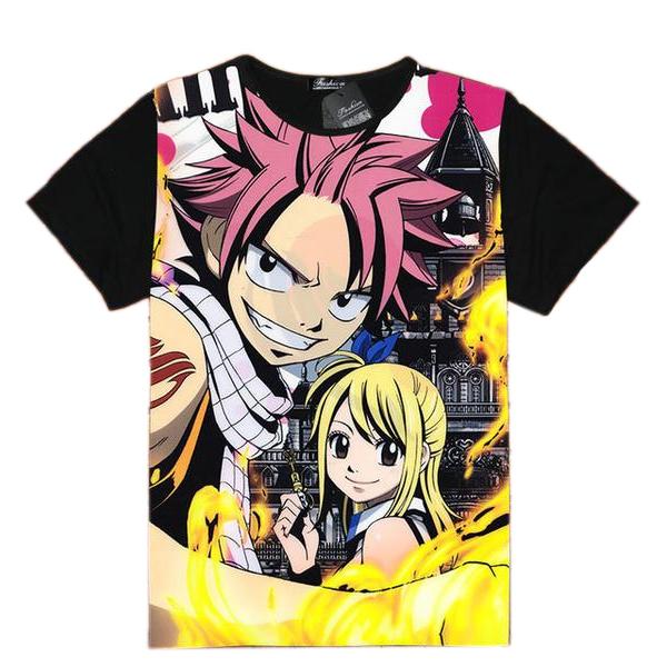 Fairy Tail Shirt フェアリーテイル Natsu & Lucy Asian M / Black Official Fairy Tail Merch