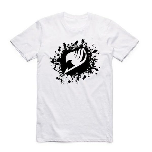 Fairy Tail Shirt フェアリーテイル Spatter Logo Asian M / White Official Fairy Tail Merch