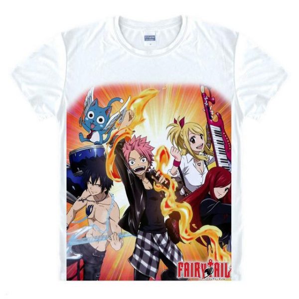 Fairy Tail Shirt フェアリーテイル The Fairy Tail Band Asian M / White Official Fairy Tail Merch