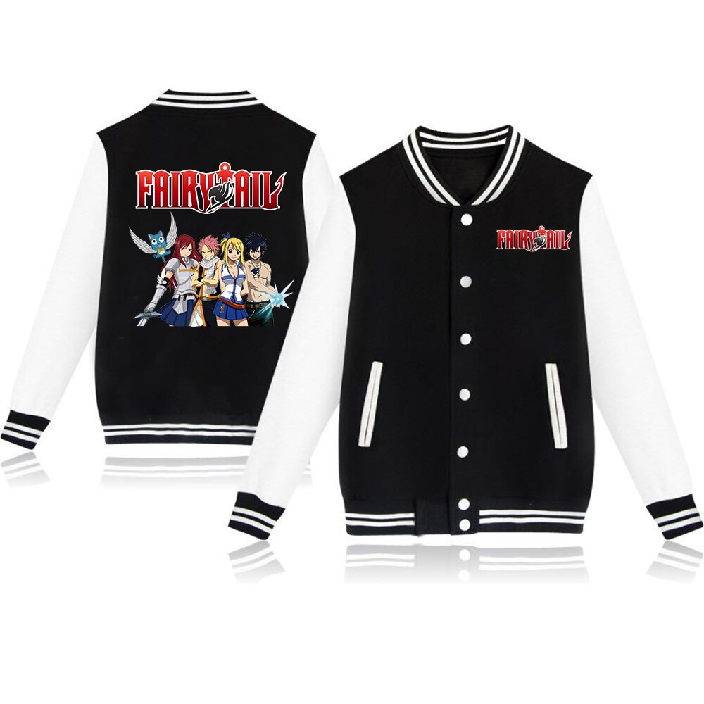Anime Fairy Tail Woman Man Baseball Jacket Boys Girls Streetwear Casual Sweatshirt Fleece Jacket Coat