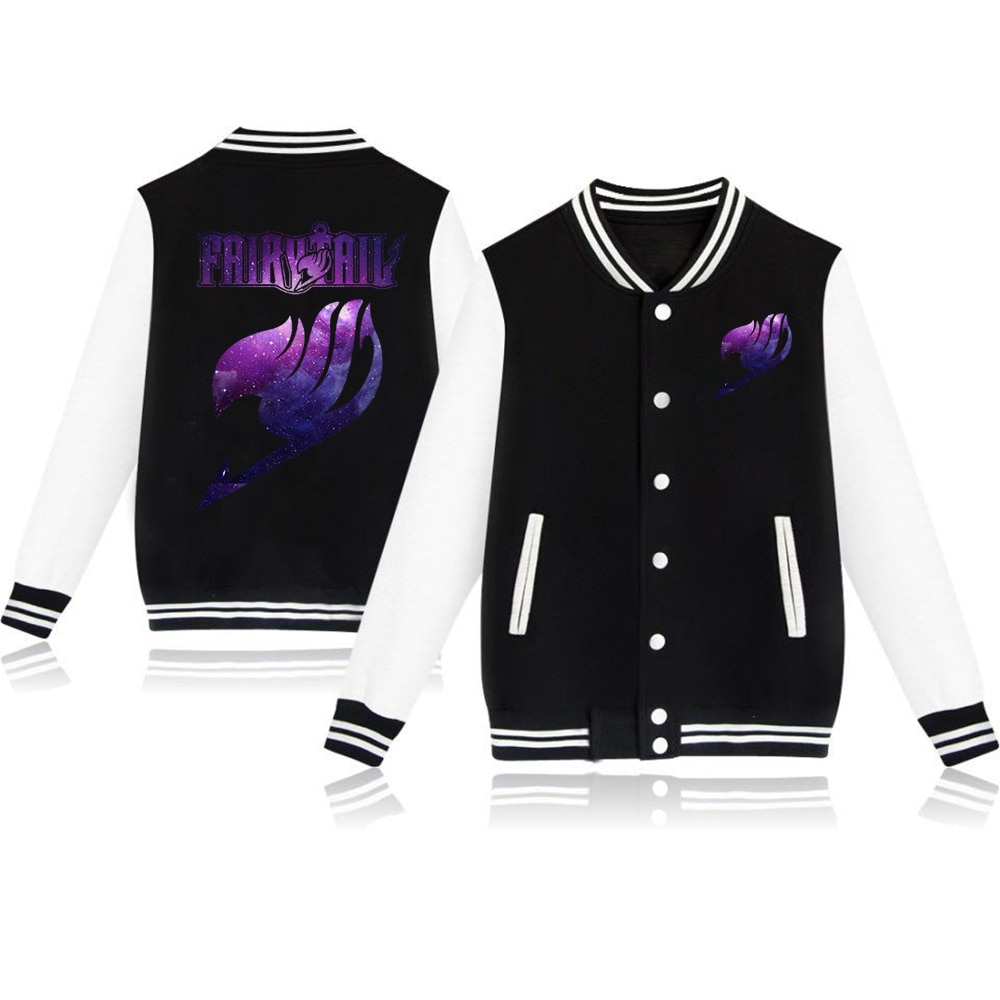 Janpanese Anime Fairy Tail Printed Baseball Jacket Streetwear Pullover Cool College Style Casual Jacket