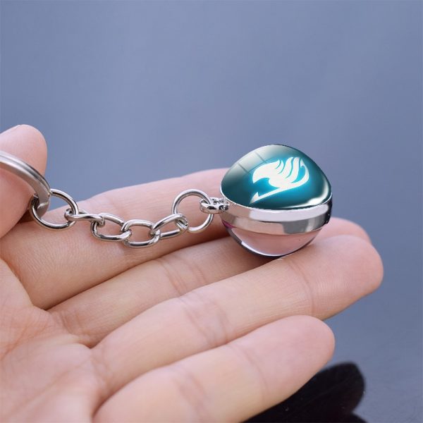 Fairy Tail Jewelry Double Side Glass Ball Pendant Guild Logo Crystal Key Chains Anime Cosplay Keychain 3 - Fairy Tail Store